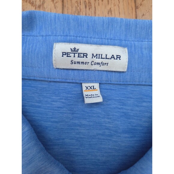 Peter Millar Polo Shirt Mens 2XL XXL Blue Stripe Summer Comfort Golf Performance - Picture 3 of 6